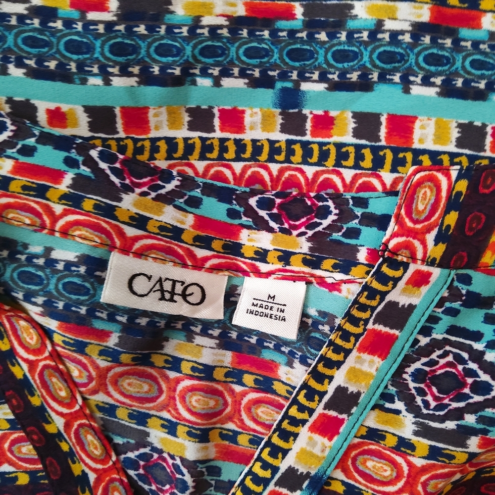 Cato Multicolor Patterned V-Neck Tunic - Picture 10 of 11